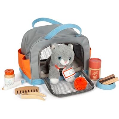 small foot cat with bag and care set, 15-piece pet toy for children aged 2 years and up, role-playing game for pet care, 12601 small foot cat with bag and care set, 15-piece pet toy for children aged 2 years and up, role-playing game for pet care, 12601