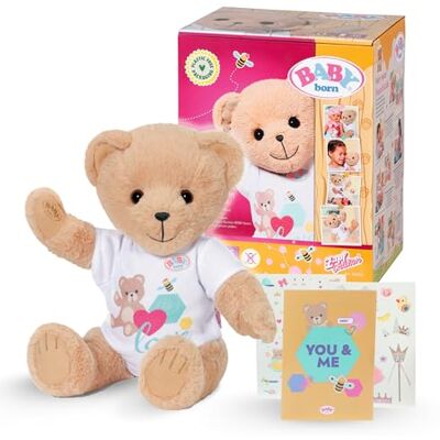 BABY born Beer Zacht teddybeer met beweegbare armen en benen Knuffel met witte romper en inclusief accessoires Geschikt voor kinderen vanaf 0 jaar BABY born Beer Zacht teddybeer met beweegbare armen en benen Knuffel met witte romper en inclusief accessoires Geschikt voor kinderen vanaf 0 jaar