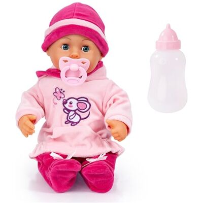 Bayer Design 93824BD pop, fles en fopspeen, zacht lichaam, slapende ogen, interactieve pop, 38 cm Bayer Design 93824BD pop, fles en fopspeen, zacht lichaam, slapende ogen, interactieve pop, 38 cm