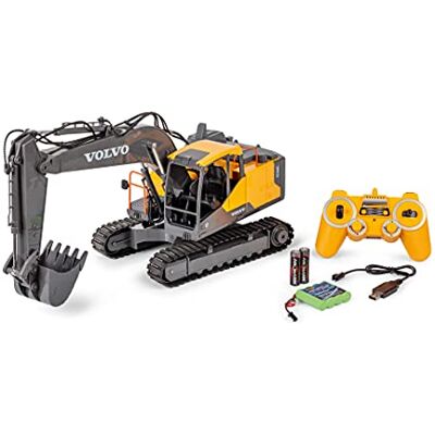 Carson 500907339 Volvo 1:16 rupsgraafmachine Op afstand bestuurd bouwplaatsvoertuig voor kinderen vanaf 8 jaar, RC graafmachine met functies, batterijen en afstandsbediening inbegrepen, geel Carson 500907339 Volvo 1:16 rupsgraafmachine Op afstand bestuurd bouwplaatsvoertuig voor kinderen vanaf 8 jaar, RC graafmachine met functies, batterijen en afstandsbediening inbegrepen, geel