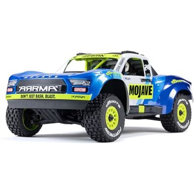 ARRMA Mojave GROM, op afstand bestuurbare auto, RC 1/18, borstelloze motor van meer dan 30 km/u, met accu en accessoires, blauw-wit, ARA2104T2 ARRMA Mojave GROM, op afstand bestuurbare auto, RC 1/18, borstelloze motor van meer dan 30 km/u, met accu en accessoires, blauw-wit, ARA2104T2