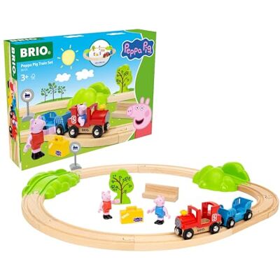 Brio World 36123 Peppa Pig Circuit complete set met 18 stuks met Peppa Pig en George figuren treinbaan van hout uniseks speelgoed vanaf 3 jaar Brio World 36123 Peppa Pig Circuit complete set met 18 stuks met Peppa Pig en George figuren treinbaan van hout uniseks speelgoed vanaf 3 jaar