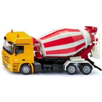 Siku 3539, Mercedes-Benz bereikte betonmixer met Liebherr bovenbouw, 1:50, metaal/kunststof, geel/rood, bouwplaatsspeelgoed, draaibare trommel Siku 3539, Mercedes-Benz bereikte betonmixer met Liebherr bovenbouw, 1:50, metaal/kunststof, geel/rood, bouwplaatsspeelgoed, draaibare trommel