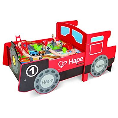 Hape Locomotief speelgoed met houten treinbaan en speelbord + accessoires voor het bouwen van verschillende houten circuit, educatief spel voor kinderen vanaf 3 jaar, compatibel met traditionele Hape Locomotief speelgoed met houten treinbaan en speelbord + accessoires voor het bouwen van verschillende houten circuit, educatief spel voor kinderen vanaf 3 jaar, compatibel met traditionele