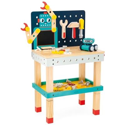 Janod Grote werkbank Robot Brico'Kids – knutselspel voor kinderen – 51 accessoires + 3 gereedschappen + 1 robot – imitatiespel – ontwikkelt fijne motoriek – vanaf 36 maanden, J06457 Janod Grote werkbank Robot Brico'Kids – knutselspel voor kinderen – 51 accessoires + 3 gereedschappen + 1 robot – imitatiespel – ontwikkelt fijne motoriek – vanaf 36 maanden, J06457