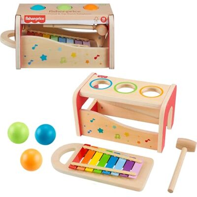Fisher-Price 6-delige houten muziekactiviteit xylofoon voor kinderen vanaf 18 maanden Fisher-Price 6-delige houten muziekactiviteit xylofoon voor kinderen vanaf 18 maanden