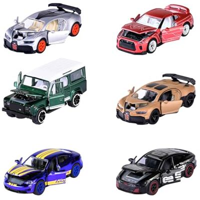 Majorette Luxe miniatuurauto (1 auto), 1 van 6 (Audi, Bugatti, Land Rover, Nissan, Porsche) van metaal met verzamelbox, 7,5 cm, voor kinderen vanaf 3 jaar Majorette Luxe miniatuurauto (1 auto), 1 van 6 (Audi, Bugatti, Land Rover, Nissan, Porsche) van metaal met verzamelbox, 7,5 cm, voor kinderen vanaf 3 jaar