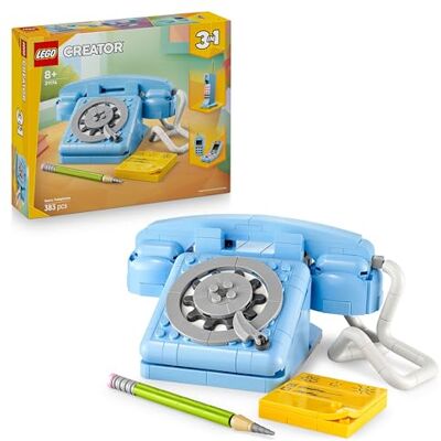 Lego Creator 3-in-1 De retro telefoon 31174 Meisjesspel 8 jaar, draaibare wijzerplaat, verandert in een model uit de jaren 80 of draagbaar uit de jaren 2000, cadeau Lego Creator 3-in-1 De retro telefoon 31174 Meisjesspel 8 jaar, draaibare wijzerplaat, verandert in een model uit de jaren 80 of draagbaar uit de jaren 2000, cadeau