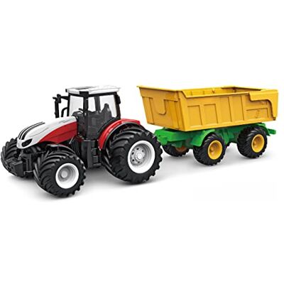 Amewi 22600 RC tractor met kantelaanhanger, licht en geluid, 1:24 RTR met afstandsbediening, batterij, oplaadkabel Amewi 22600 RC tractor met kantelaanhanger, licht en geluid, 1:24 RTR met afstandsbediening, batterij, oplaadkabel
