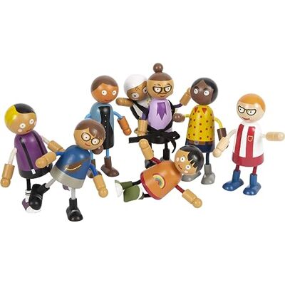 small foot double doll family with baby, 8 flexible wooden dolls of different ages, genders and skin colors, 12426 small foot double doll family with baby, 8 flexible wooden dolls of different ages, genders and skin colors, 12426