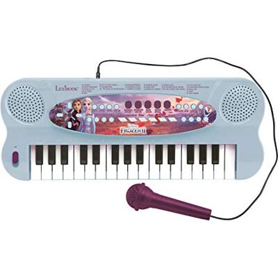 Lexibook K703FZ_50 Frozen 2 Elsa Anna Olaf Elektronisch eenhoorn-toetsenbord, 32-toets-piano, microfoon om te zingen, 22 demosongs, werkt op batterijen, blauw/paars Lexibook K703FZ_50 Frozen 2 Elsa Anna Olaf Elektronisch eenhoorn-toetsenbord, 32-toets-piano, microfoon om te zingen, 22 demosongs, werkt op batterijen, blauw/paars