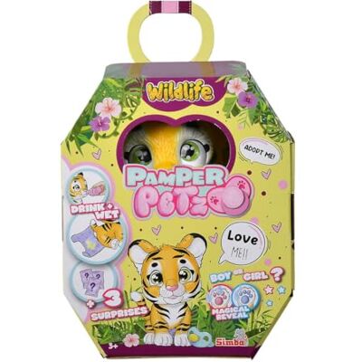 Simba 105953575 Pamper Petz Tiger, met drink- en vochtfunctie, tijger voor kinderen vanaf 3 jaar, tijger om te spelen met verrassing en magische poot voor babydieren Simba 105953575 Pamper Petz Tiger, met drink- en vochtfunctie, tijger voor kinderen vanaf 3 jaar, tijger om te spelen met verrassing en magische poot voor babydieren