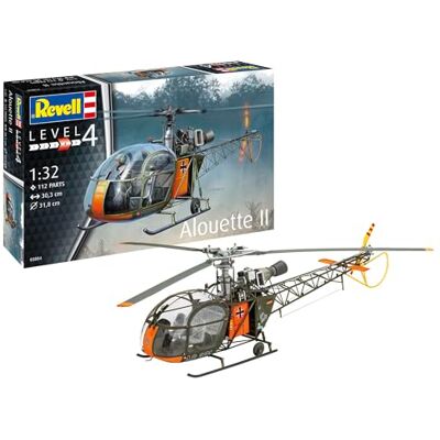 Revell Model I Alouette II I Bouwset I Schaal 1:32 I 191 delen I Knutselset vanaf 12 jaar I Gedetailleerd model in authentiek design I Helikopter, Molded Color Revell Model I Alouette II I Bouwset I Schaal 1:32 I 191 delen I Knutselset vanaf 12 jaar I Gedetailleerd model in authentiek design I Helikopter, Molded Color