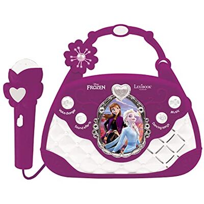 Lexibook , Frozen K102FZ Muziektas met microfoon, stemwisseling, demonstratiekolommen, lichteffecten, melodieën, MP3-stekker, paars/blauw, K102FZ Lexibook , Frozen K102FZ Muziektas met microfoon, stemwisseling, demonstratiekolommen, lichteffecten, melodieën, MP3-stekker, paars/blauw, K102FZ