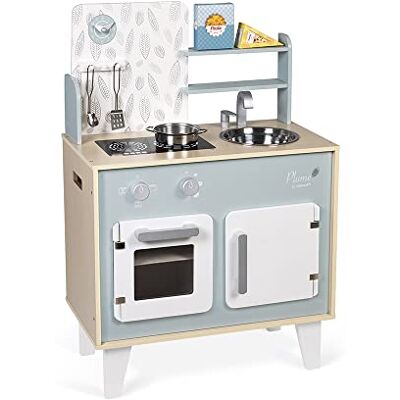 Janod Keukenveer – kookplaat van hout voor kinderen – met oven, gootsteen van roestvrij staal, kast, knoppen en klok – keuken van hout met 5 accessoires – van 3 tot 8 jaar, J06608 Janod Keukenveer – kookplaat van hout voor kinderen – met oven, gootsteen van roestvrij staal, kast, knoppen en klok – keuken van hout met 5 accessoires – van 3 tot 8 jaar, J06608