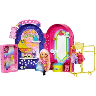 Barbie Accessoires: slaaptijd speelset met bed, matras, kussen, deken, welpengebied, teddybeer, wekker, voor kinderen vanaf 3 jaar, HMM64 Barbie Accessoires: slaaptijd speelset met bed, matras, kussen, deken, welpengebied, teddybeer, wekker, voor kinderen vanaf 3 jaar, HMM64