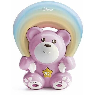 Chicco Regenboogprojector, nachtlampje voor baby's, beer met ontspannende muziek en regenbooglichtprojectie met verstelbare breedte/richting, babyspeelgoed, 0+ maanden Chicco Regenboogprojector, nachtlampje voor baby's, beer met ontspannende muziek en regenbooglichtprojectie met verstelbare breedte/richting, babyspeelgoed, 0+ maanden