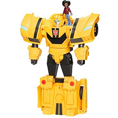 Transformers EarthSpark, 20 cm Spin Changer Bumblebee figuur met 5 cm Mo Malto figuur, vanaf 6 jaar Transformers EarthSpark, 20 cm Spin Changer Bumblebee figuur met 5 cm Mo Malto figuur, vanaf 6 jaar