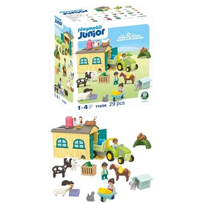 Playmobil 71656 Junior: boerderijavontuur met tractor, aanhanger en dierenvrienden, educatief speelgoed, gemaakt van meer dan 90% plantaardig plastic, leuk spel geschikt voor kinderen vanaf Playmobil 71656 Junior: boerderijavontuur met tractor, aanhanger en dierenvrienden, educatief speelgoed, gemaakt van meer dan 90% plantaardig plastic, leuk spel geschikt voor kinderen vanaf