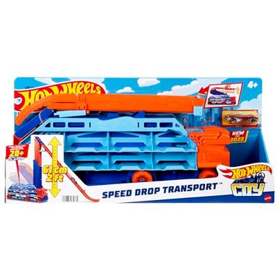 Hot Wheels City Transporter van het extreme voertuig, 1 auto inbegrepen, verandert in een 60 cm hoge helling, speelgoed voor kinderen, vanaf 4 jaar, HDY92 Hot Wheels City Transporter van het extreme voertuig, 1 auto inbegrepen, verandert in een 60 cm hoge helling, speelgoed voor kinderen, vanaf 4 jaar, HDY92