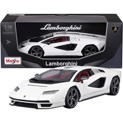 Bburago Maisto Lamborghini Countach LPI 800-4 wit, miniatuurauto 1:18, gedetailleerde replica met te openen onderdelen, officiële Lamborghini-licentie, niet geschikt voor kinderen onder de 36 maanden Bburago Maisto Lamborghini Countach LPI 800-4 wit, miniatuurauto 1:18, gedetailleerde replica met te openen onderdelen, officiële Lamborghini-licentie, niet geschikt voor kinderen onder de 36 maanden