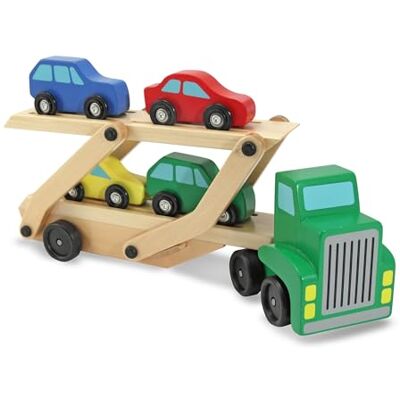 Melissa & Doug Opvouwbare transportwagen met 4 auto's – speelgoed van hout voor activiteiten en leren Melissa & Doug Opvouwbare transportwagen met 4 auto's – speelgoed van hout voor activiteiten en leren