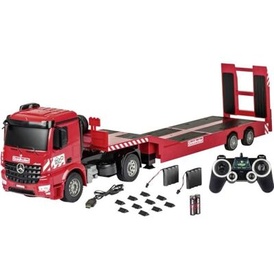 Carson 1:20 Mercedes-Benz Arocs Goldhofer 2.4G 100% RTR, RC voertuig, bouwplaatsvoertuig met geluids- en lichtfuncties, batterijen en afstandsbediening inbegrepen, rood Carson 1:20 Mercedes-Benz Arocs Goldhofer 2.4G 100% RTR, RC voertuig, bouwplaatsvoertuig met geluids- en lichtfuncties, batterijen en afstandsbediening inbegrepen, rood
