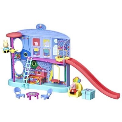Hasbro Peppa Pig Playset Entertainmentcentrum met 2 figuren Peppa en Rebecca Rabbit 7 cm met 8 accessoires, reproduceert grappige liedjes en zinnen Hasbro Peppa Pig Playset Entertainmentcentrum met 2 figuren Peppa en Rebecca Rabbit 7 cm met 8 accessoires, reproduceert grappige liedjes en zinnen