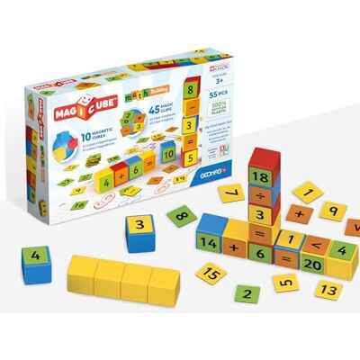 Geomag , Magicube Math Building Clips, magnetische spelletjes voor kinderen vanaf 3 jaar, om wiskunde te leren, 55 stuks Geomag , Magicube Math Building Clips, magnetische spelletjes voor kinderen vanaf 3 jaar, om wiskunde te leren, 55 stuks