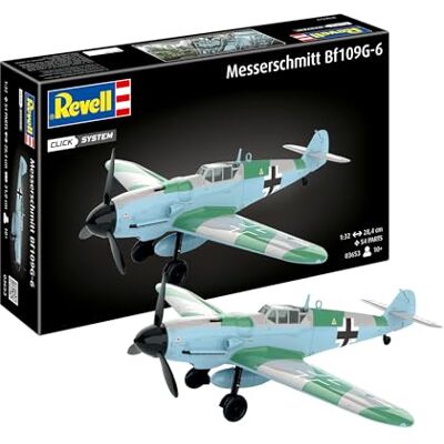 Revell Modelbouwset I Messerschmitt Bf109G-6 I Easy Click bouwset I gedetailleerd militair voertuig I 42 onderdelen I schaal 1:32 I voor kinderen en volwassenen vanaf 10 jaar Revell Modelbouwset I Messerschmitt Bf109G-6 I Easy Click bouwset I gedetailleerd militair voertuig I 42 onderdelen I schaal 1:32 I voor kinderen en volwassenen vanaf 10 jaar