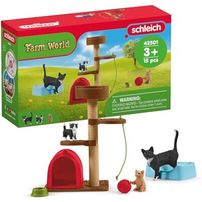Schleich 42501 Farm World Speelplaats voor schattige katten, dierenfiguren Speelset vanaf 3 jaar, set met figuren, veel functies en accessoires, stevig figuur Schleich 42501 Farm World Speelplaats voor schattige katten, dierenfiguren Speelset vanaf 3 jaar, set met figuren, veel functies en accessoires, stevig figuur