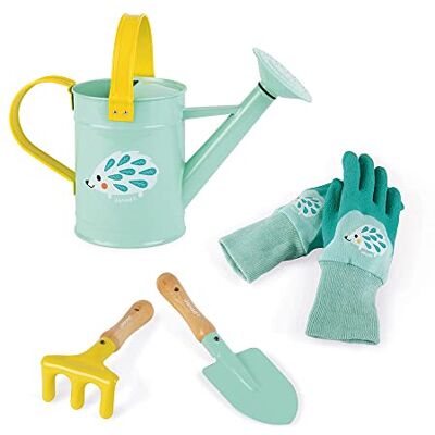 Janod Set van de kleine tuinman Happy Garden – set van 4 tuingereedschap voor kinderen – fijne motoriek – mintkleur – vanaf 3 jaar, J03187 Janod Set van de kleine tuinman Happy Garden – set van 4 tuingereedschap voor kinderen – fijne motoriek – mintkleur – vanaf 3 jaar, J03187