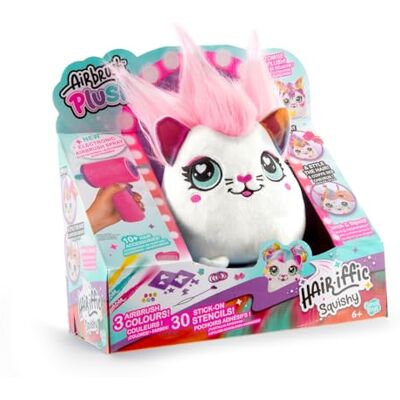 Canal Toys Airbrush Plush Hair'iffic pluche dier om te stylen en te versieren Avec aérographe électronique, 3 feutres de couleurs lavables, pochoirs adhésifs et accessoires pour cheveux Canal Toys Airbrush Plush Hair'iffic pluche dier om te stylen en te versieren Avec aérographe électronique, 3 feutres de couleurs lavables, pochoirs adhésifs et accessoires pour cheveux