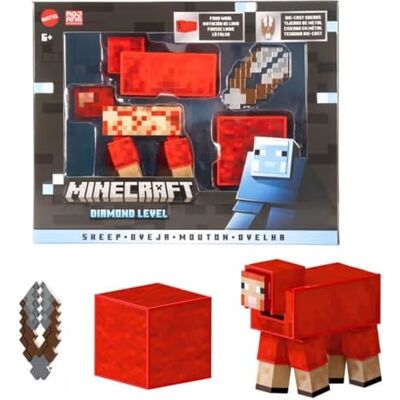 Mattel Minecraft Mouton Diamond Level figuur om te verzamelen met 3 accessoires, 14 cm, pixeldesign, JCV22 Mattel Minecraft Mouton Diamond Level figuur om te verzamelen met 3 accessoires, 14 cm, pixeldesign, JCV22