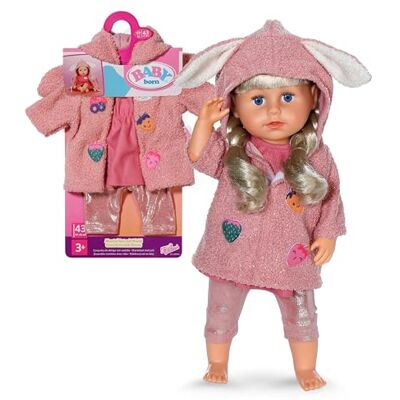 BABY born Coat Set I Cosy Fluffy outfit met bunny coat & capuchon met oren I Inclusief jurk, leggings & Cosy Coat I Past alle 43 cm Dolls I Seizoensoutfit met Strawberry Details BABY born Coat Set I Cosy Fluffy outfit met bunny coat & capuchon met oren I Inclusief jurk, leggings & Cosy Coat I Past alle 43 cm Dolls I Seizoensoutfit met Strawberry Details