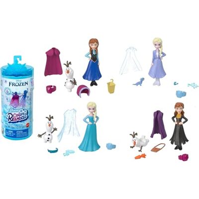 Mattel Disney Frozen Color Reveal Sneeuwset, mysterieuze pop met 6 verrassingen om te ontdekken, waaronder een figuur, speelgoed voor kinderen, vanaf 3 jaar, HMB83 Mattel Disney Frozen Color Reveal Sneeuwset, mysterieuze pop met 6 verrassingen om te ontdekken, waaronder een figuur, speelgoed voor kinderen, vanaf 3 jaar, HMB83
