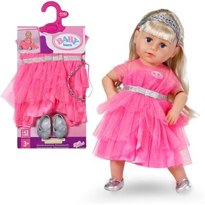 BABY born prinsessenset Met roze tule poppenjurk, kroon & glitterschoentjes Hoogwaardige poppenaccessoires Kleding geschikt voor poppen van 43 cm BABY born prinsessenset Met roze tule poppenjurk, kroon & glitterschoentjes Hoogwaardige poppenaccessoires Kleding geschikt voor poppen van 43 cm