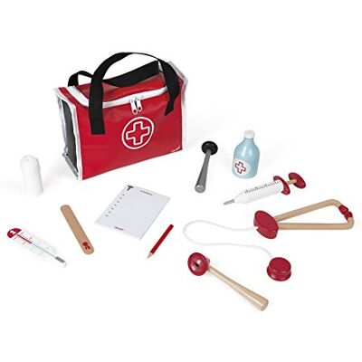 Janod J06513 koffer voor kinderen, 10 accessoires van massief hout, incl. speelgoed voor 3 jaar, J06513 Janod J06513 koffer voor kinderen, 10 accessoires van massief hout, incl. speelgoed voor 3 jaar, J06513