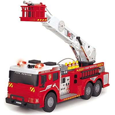 Dickie Toys RC-brandweerwagen, 360 graden draaibare ladder, licht en geluid, waterstraalfunctie, accessoires, 62 cm, rood Dickie Toys RC-brandweerwagen, 360 graden draaibare ladder, licht en geluid, waterstraalfunctie, accessoires, 62 cm, rood
