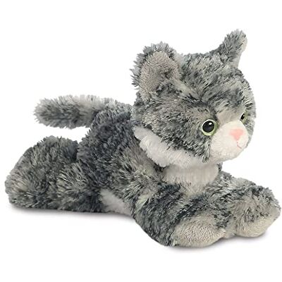 Aurora World, 31713, Mini Flopsies Lily de tijgerkat, 20 cm, pluche, grijs, wit, roze Aurora World, 31713, Mini Flopsies Lily de tijgerkat, 20 cm, pluche, grijs, wit, roze