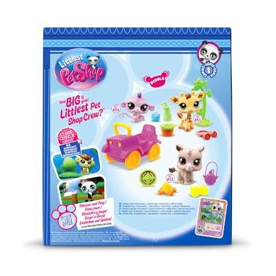 BANDAI Littlest Pet Shop Set van 3 exclusieve huisdieren, 3 accessoires, 1 verzamelkaart, 1 virtuele code, beweegbare koppen, 1 auto, Gen 7 (#53, #54, 55), BF00524 meerkleurig BANDAI Littlest Pet Shop Set van 3 exclusieve huisdieren, 3 accessoires, 1 verzamelkaart, 1 virtuele code, beweegbare koppen, 1 auto, Gen 7 (#53, #54, 55), BF00524 meerkleurig