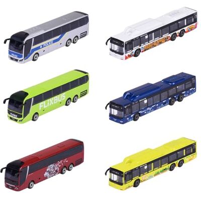 Majorette MAN City Bus speelgoedbus met vrijloop en ophanging, metalen carrosserie, 13 cm lang, voor kinderen vanaf 3 jaar, afzonderlijk geleverd Majorette MAN City Bus speelgoedbus met vrijloop en ophanging, metalen carrosserie, 13 cm lang, voor kinderen vanaf 3 jaar, afzonderlijk geleverd