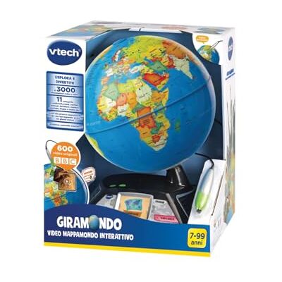 VTech Giramondo Interactieve wereldkaart, wereldkaart voor kinderen met aanraakpen en 2,7 inch display, inclusief 600 BBC-video's, educatieve spellen en quizzen, Italiaanse taal, inclusief batterijen, 7-99 VTech Giramondo Interactieve wereldkaart, wereldkaart voor kinderen met aanraakpen en 2,7 inch display, inclusief 600 BBC-video's, educatieve spellen en quizzen, Italiaanse taal, inclusief batterijen, 7-99