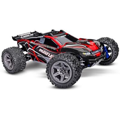 Traxxas Rustler 4 x 4 RTR BL-2S borstelloze accu / oplader 1/10 stadion vrachtwagen rood Traxxas Rustler 4 x 4 RTR BL-2S borstelloze accu / oplader 1/10 stadion vrachtwagen rood