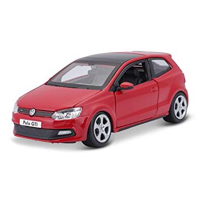 Bburago VW Polo 5 GTI: automodel in schaal 1:24, deuren en motorkap openen, draaibaar, 19 cm, rood (18-21059) Bburago VW Polo 5 GTI: automodel in schaal 1:24, deuren en motorkap openen, draaibaar, 19 cm, rood (18-21059)