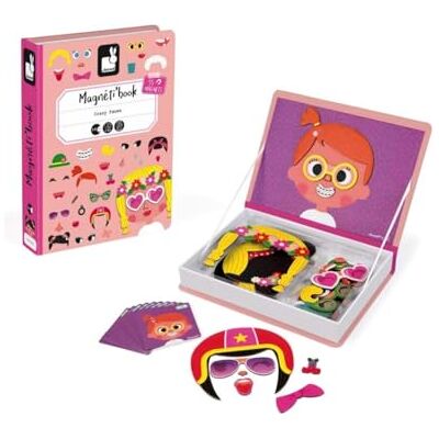 Janod Magneti'Book Crazy Faces meisjes – educatief spel, magnetisch, 55 delen, vanaf 3 jaar, J02717 Janod Magneti'Book Crazy Faces meisjes – educatief spel, magnetisch, 55 delen, vanaf 3 jaar, J02717