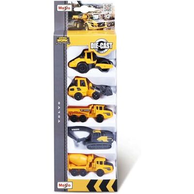 Maisto 1/72 Fresh metalen blister 5 stuks Chantier Volvo Auto M12375 geel Maisto 1/72 Fresh metalen blister 5 stuks Chantier Volvo Auto M12375 geel