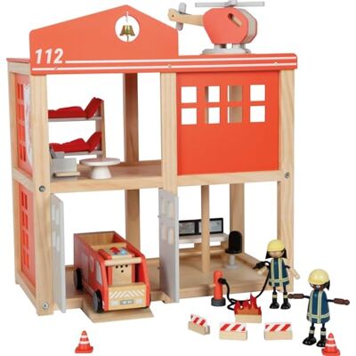 small foot large fire station with accessoires, detailed wood play set with light & sound, with extended equipment, for children aged 3 and up, 12703, 20-piece small foot large fire station with accessoires, detailed wood play set with light & sound, with extended equipment, for children aged 3 and up, 12703, 20-piece