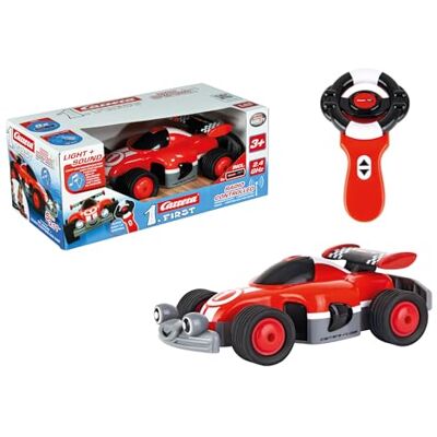 Carrera First RC Racer I 2,4 GHz I voertuig voor de kleintjes I Voor kinderen vanaf 3 jaar I Gemakkelijk te bedienen I Geluid en lichteffecten voor meer plezier I Opblaasbare banden voor een Carrera First RC Racer I 2,4 GHz I voertuig voor de kleintjes I Voor kinderen vanaf 3 jaar I Gemakkelijk te bedienen I Geluid en lichteffecten voor meer plezier I Opblaasbare banden voor een