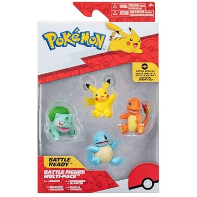 Bizak Pokemon 63222977 Set van 4 minifiguren uit de regio Kanto, Pikachu, Bulbasaur, Squirtle en Charmander, officieel product voor verzamelaars fans van de animatieserie en voor kinderen vanaf Bizak Pokemon 63222977 Set van 4 minifiguren uit de regio Kanto, Pikachu, Bulbasaur, Squirtle en Charmander, officieel product voor verzamelaars fans van de animatieserie en voor kinderen vanaf